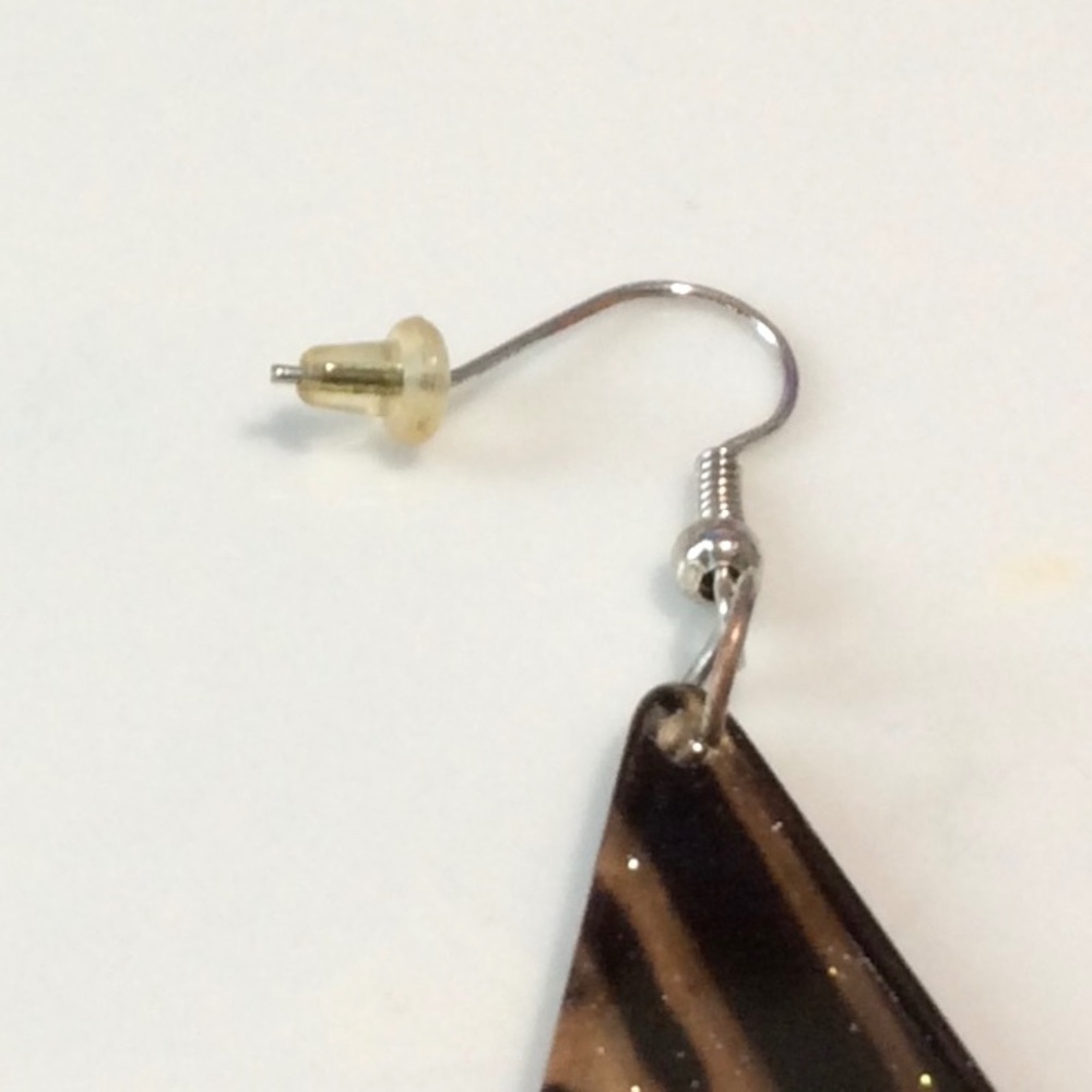 Statement Dangle Drop Earrings Large Triangle Tig… - image 5